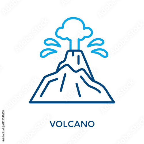 Volcano Icon Outline Color Style. Vector Illustration For Graphic Design