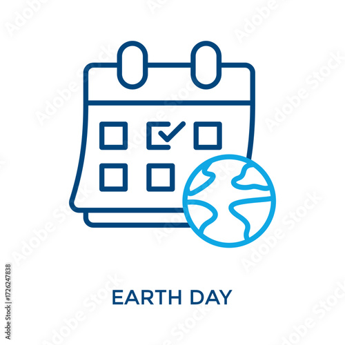 Earth Day Icon Outline Color Style. Vector Illustration For Graphic Design