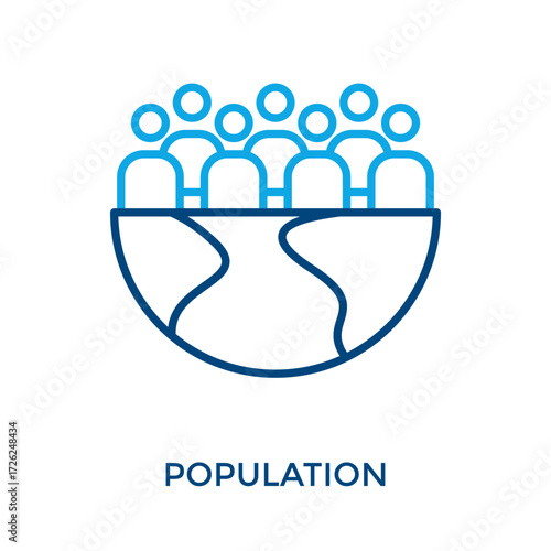 Population Icon Outline Color Style. Vector Illustration For Graphic Design