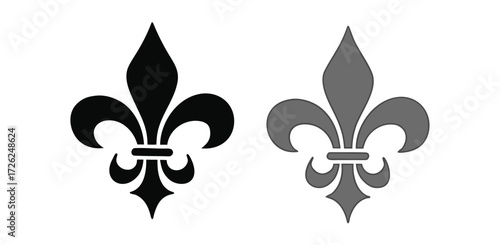Fleur De Lis icon. Vector illustration. Fleur de lys vintage design element or icon in black suitable for heraldry and classic decoration design in various shapes