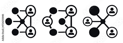 core of connection icon set. containing decentralized intelligence and network system in iconic form thin line and color style icon symbol sign for your app and web. vector illustration 