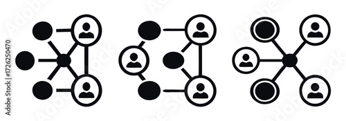 core of connection icon set. containing decentralized intelligence and network system in iconic form thin line and color style icon symbol sign for your app and web. vector illustration 
