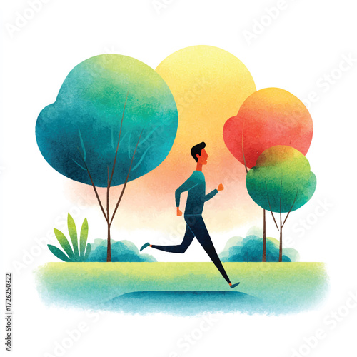 Man running in a park during daytime.