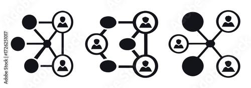 core of connection icon set. containing decentralized intelligence and network system in iconic form thin line and color style icon symbol sign for your app and web. vector illustration 