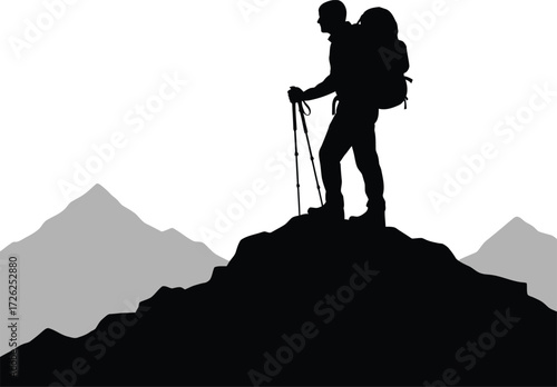 hiker on top of mountain