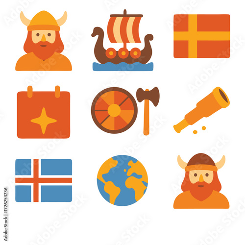 Leif erikson day image features viking exploration with a ship, telescope, and erikson, suitable for educational and historical content.