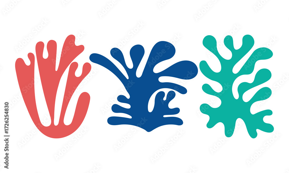 Obraz premium Three Organic Botanical Boho Abstract Shapes Vector Art