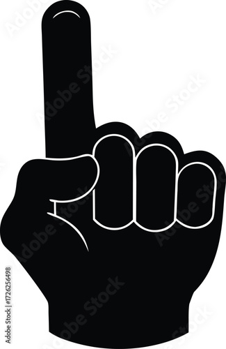 Foam Finger Silhouette Vector, Sports Fan Foam Finger Silhouette Vector Icon