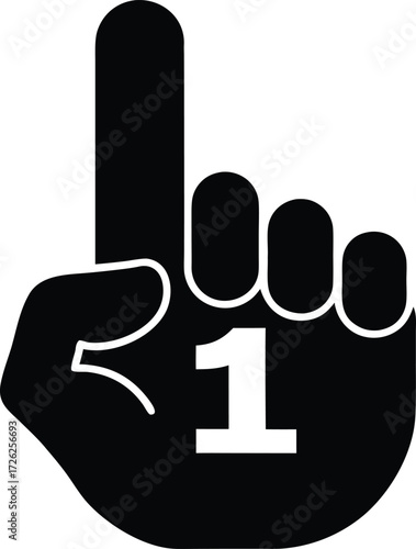 Foam Finger Silhouette Vector, Sports Fan Foam Finger Silhouette Vector Icon