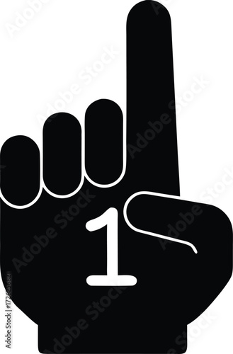 Foam Finger Silhouette Vector Illustration - Sports Fan Icon
