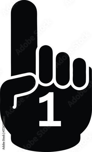 Foam Finger Silhouette Vector Illustration - Sports Fan Icon