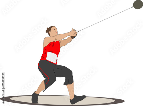 Hammer Throw Athlete Vector Illustration
