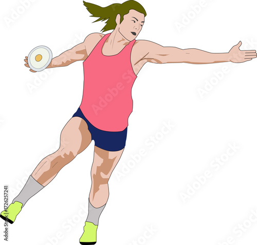 Female Discus Throw Vector Illustration in Pink