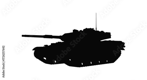 A dark isolated tank profile against a white background silhouette
