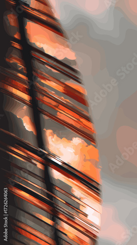 Abstract digital graphic with distorted colors and harsh lighting  