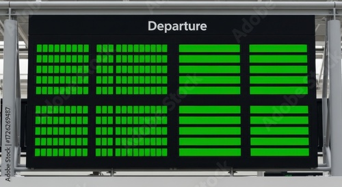 Illuminated departure board displaying flight information at a modern transport hub