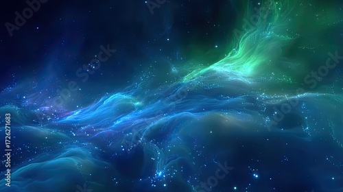 Wallpaper Mural Abstract Glowing Blue Green Nebula Torontodigital.ca