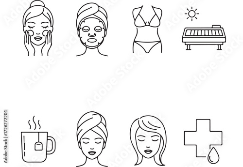 Spa and Self Care Icons – Relax Recharge, Renew

