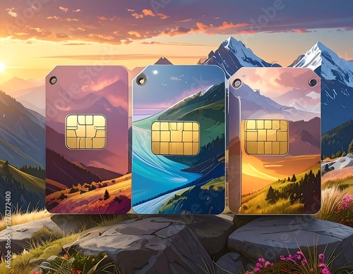 Stunning sim cards with scenic mountain landscapes