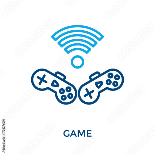 Game Icon Outline Color Style. Vector Illustration For Graphic Design