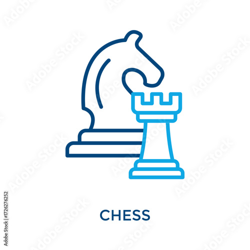 Chess Icon Outline Color Style. Vector Illustration For Graphic Design