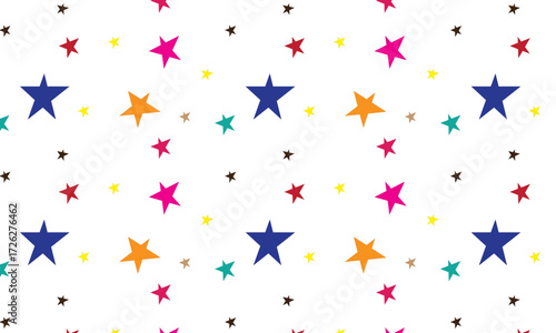 Colorful star patterns are arrangements of stars. These patterns are commonly used to decorate backgrounds, handicrafts, or graphic designs. The colorful combination of stars creates a cheerful