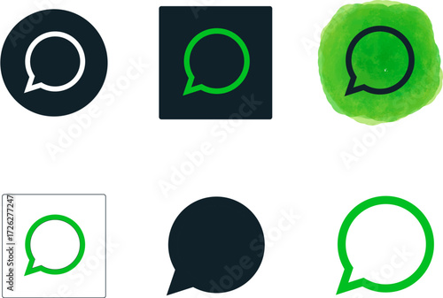 “Messaging Bubble Icon Set: 6 Modular Variants for Chat UI, Communication Branding & Social Platform Toolkits”