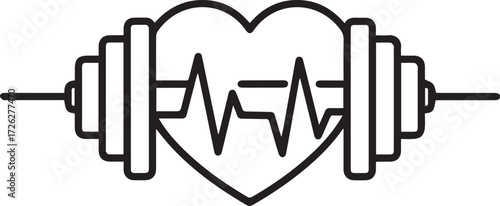 Strong heart beat and dumbbell representing fitness and health, wellness and exercise for a healthy lifestyle, a modern design originally a scalable vector graphic