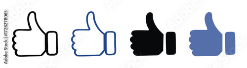 Thumb Up icon set multiple style collection. Vector illustration. 
