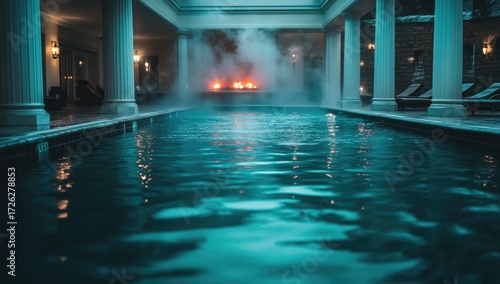 Indoor pool with steam and ambiance