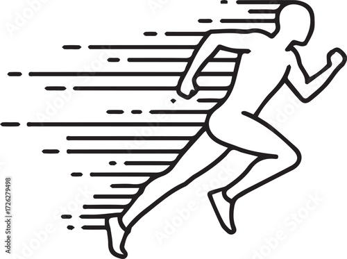 Dynamic runner sprinting forward with motion trail, symbolizing speed, agility, and athletic achievement – perfect for sports, fitness, and performance themes