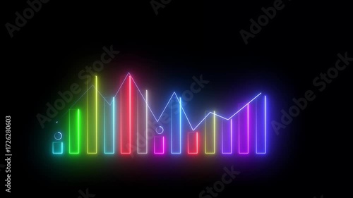 Wallpaper Mural glowing neon red  color business graph icon animation business report presentation growth bar chart line finance stock marketing success profit trend up and down arrow on black background 4k video Torontodigital.ca