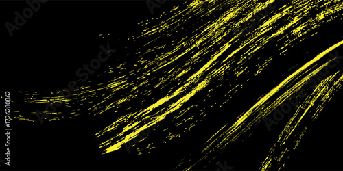 Yellow black brush stroke pattern car sticker, abstract banner, sporty lines, yellow black color combination, brush stroke pattern, grunge motorsport racing design.
