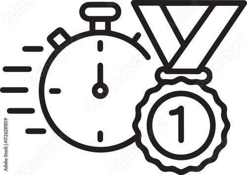 Achieve Goals with Speed and Precision, Earn Your Victory! Modern Line Art Celebrating Success, Competition, and Time Management, originally vector graphic