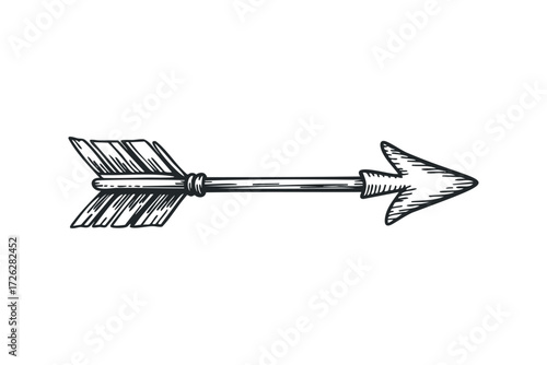 Vintage Arrow Emblem Graphic. Vector hand drawn illustration