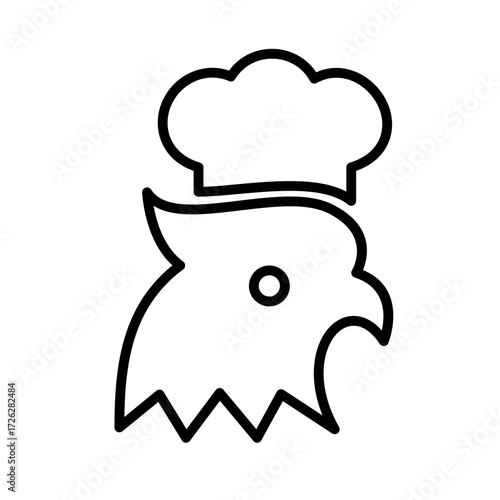Chicken Chef - Bird in Chef's Hat Icon Design