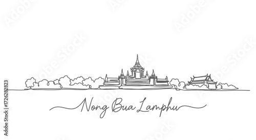 Nong Bua Lamphu Skyline One Line Drawing