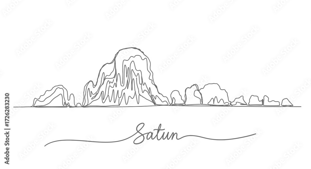 Fototapeta premium Satun Thailand Skyline Line Art