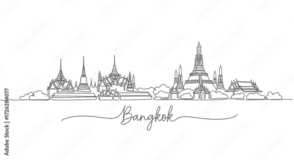 Fototapeta premium Bangkok Skyline Minimalist Line Art Illustration