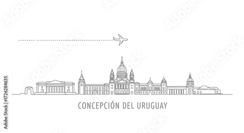 Conception del Uruguay Skyline with Airplane Icon