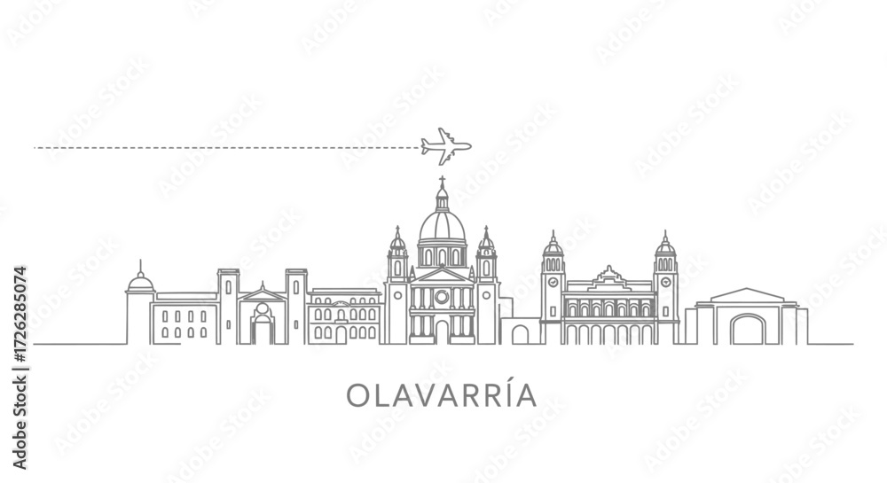 Fototapeta premium Olavarria City Skyline with Airplane