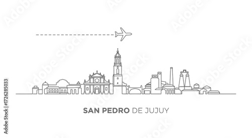 San Pedro de Jujuy Skyline with Airplane