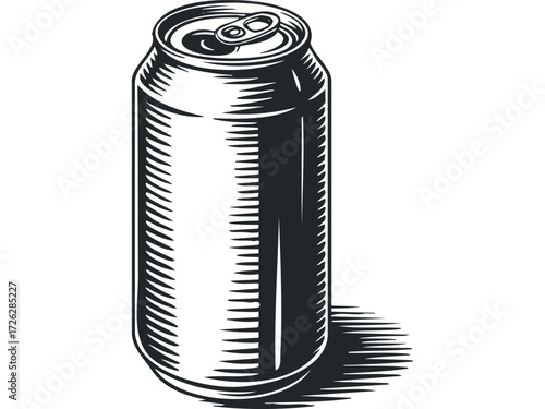 Etched Aluminum Beverage Can. Vector hand drawn illustration