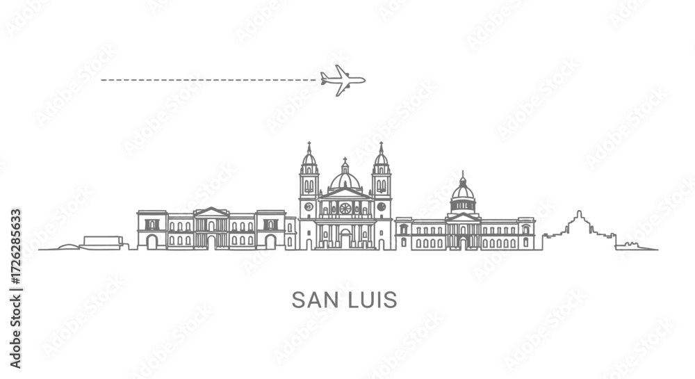 Fototapeta premium San Luis Potosi Skyline with Airplane