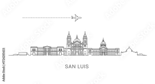 San Luis Potosi Skyline with Airplane