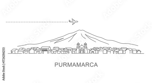 Purmamarca Argentina Skyline with Mountain and Airplane