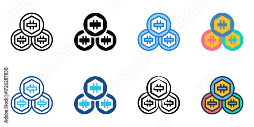 Cryptocurrency set multiple style collection 
