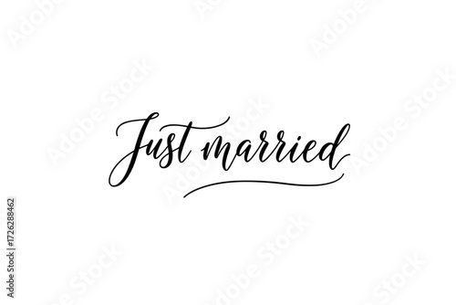 Joyful wedding celebration outdoor venue typography minimalist design romantic theme. Vector illustration