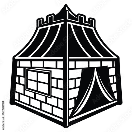 A black silhouette of a blanket fort