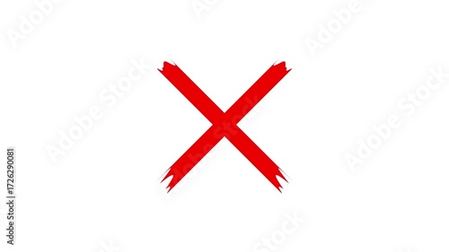 Cross brush hand drawing, red cross brush drawing Transparent alpha channel. cross mark animation White Background, Wrong Symbol in Motion graphic, Red X letter, crossed lines, green screen,
